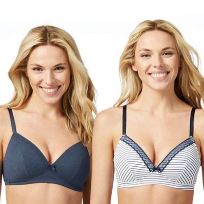 Pack of two dark blue assorted padded t-shirt bras